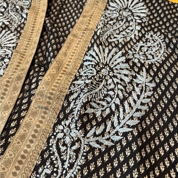 Anthropologie Love Kyla Kimono Cardigan Size LRG Floral Embroidered Silk Blend - Picture 4 of 11